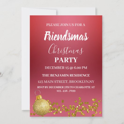 Invitation Fête de Noël des amis (Devant)