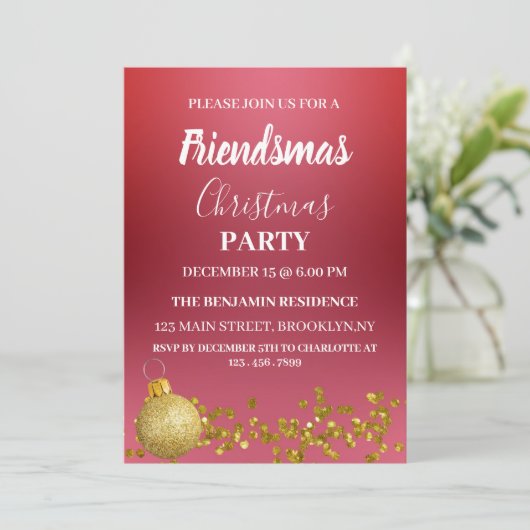 Invitation Fête de Noël des amis (Debout devant)