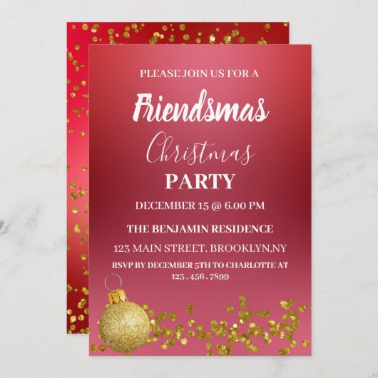 Invitation Fête de Noël des amis (Devant / Derrière)