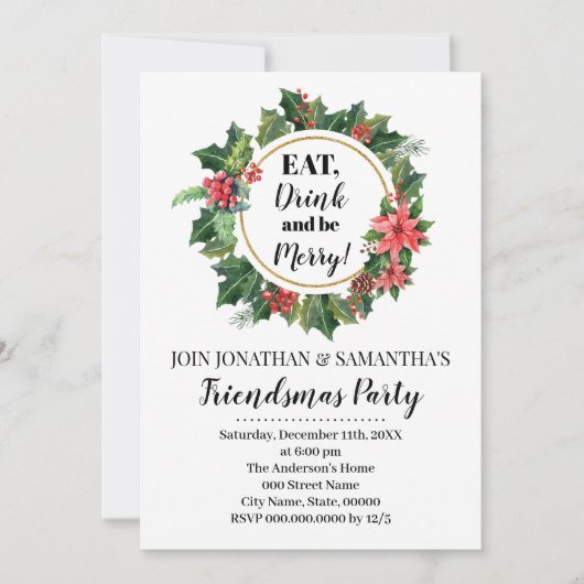 Invitation Fête de Noël des amis (Devant)