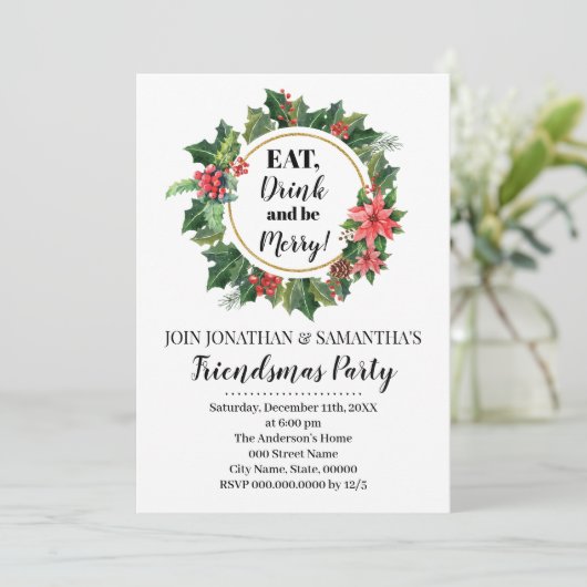 Invitation Fête de Noël des amis (Debout devant)