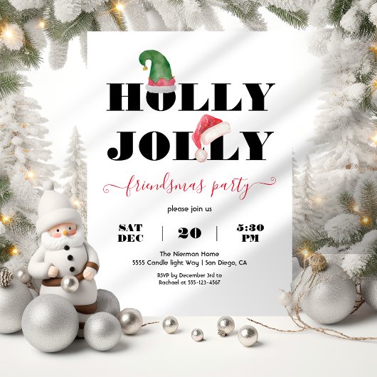 Invitation Fête de Noël des amis de Holly Jolly