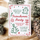 Invitation Fête de Noël des amis de Noël à la main fantaisie