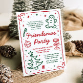 Invitation Fête de Noël des amis de Noël à la main fantaisie