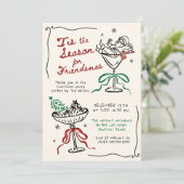 Invitation Fête de Noël des amis dessinés à la main (Debout devant)