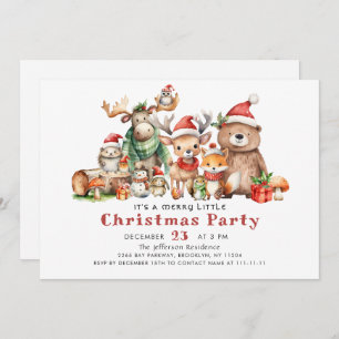 Invitation Fête de Noël des animaux de forêt