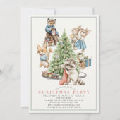 Invitation Fête de Noël des animaux des bois (Devant)