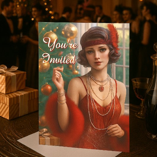 Invitation Fête de Noël des années 1920 Flapper vacances