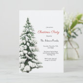 Invitation Fête de Noël des arbres de Noël des neiges d'hiver (Debout devant)