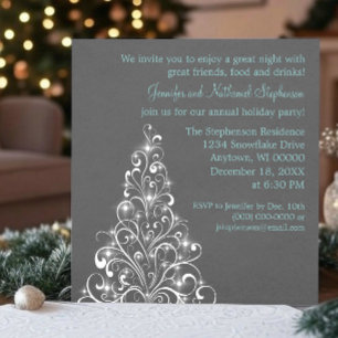 Invitation Fête de Noël des arbres de Noël, gris foncé