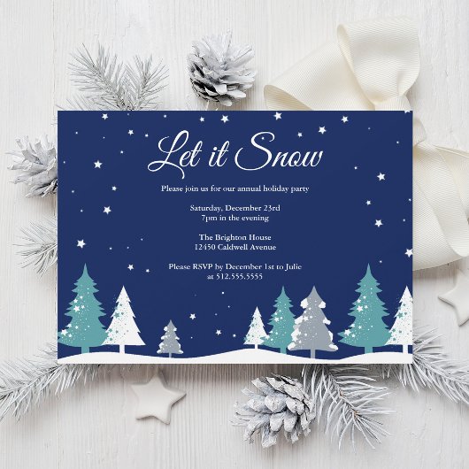 Invitation Fête de Noël des arbres d'hiver de neige