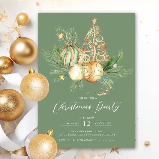 Invitation Fête de Noël des arbres d'or