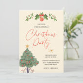 Invitation Fête de Noël des Arbres rouges et verts (Debout devant)