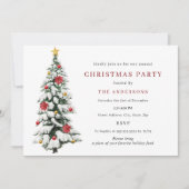 Invitation Fête de Noël des arbres traditionnels rouges (Devant)