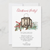 Invitation Fête de Noël des baies de pin jaune aquarelle (Devant)