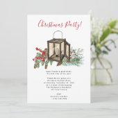 Invitation Fête de Noël des baies de pin jaune aquarelle (Debout devant)