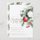 Invitation Fête de Noël des baies rouges d'hiver (Devant / Derrière)