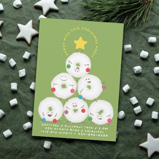 Invitation Fête de Noël des beignets de sucre en poudre