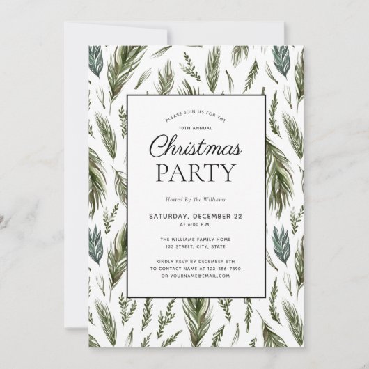 Invitation Fête de Noël des botaniques de forêt rustique (Devant)