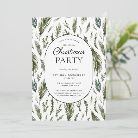 Invitation Fête de Noël des botaniques de forêt rustique (Debout devant)