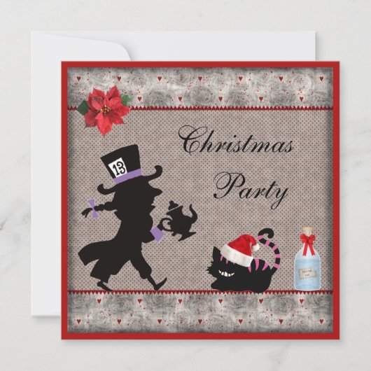 Invitation Fête de Noël des Chats de Mad Hatter et Cheshire (Devant)