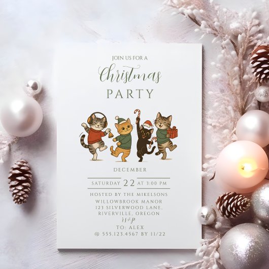 Invitation Fête de Noël des chats de Noël