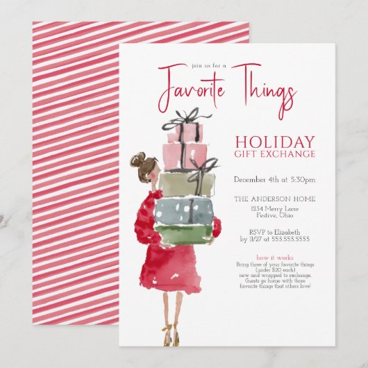 Invitation Fête de Noël des Choses Préférées (Devant / Derrière)