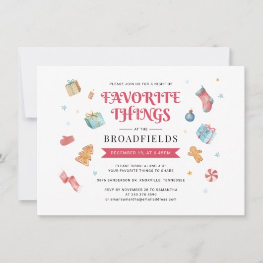 Invitation Fête de Noël des Choses Préférées (Devant)