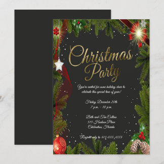Invitation Fête de Noël des Élégants éléments de Noël