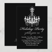 Invitation Fête de Noël des élégants lustres noirs et blancs (Devant / Derrière)