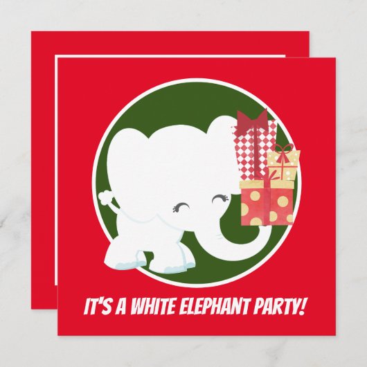 Invitation Fête de Noël des éléphants blancs (Devant / Derrière)