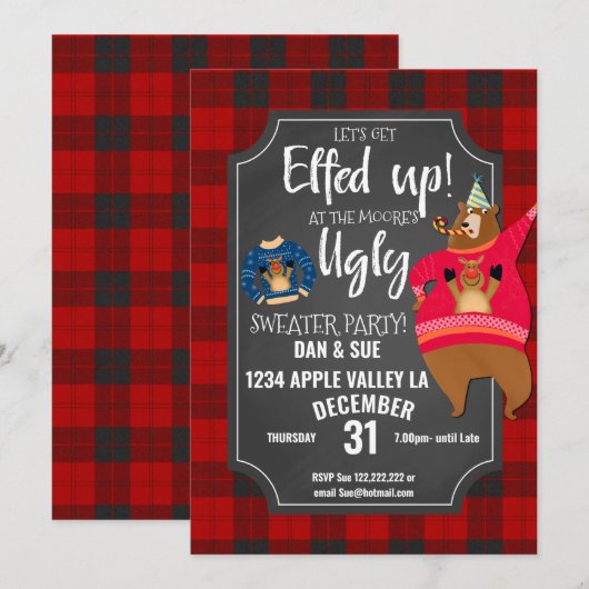 Invitation fête de Noël des elfes (Devant / Derrière)