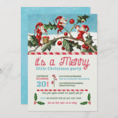Invitation Fête de Noël des Elfes vintages (Devant / Derrière)