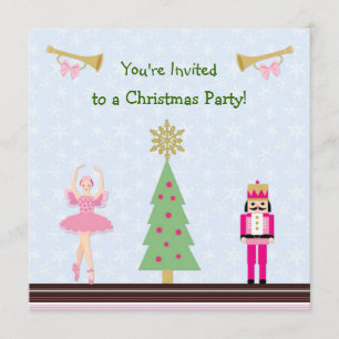 Invitation Fête de Noël des enfants - arbre, ballerine, noise