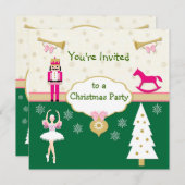 Invitation Fête de Noël des enfants - arbre, ballerine, noise (Devant / Derrière)