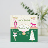 Invitation Fête de Noël des enfants - arbre, ballerine, noise (Debout devant)