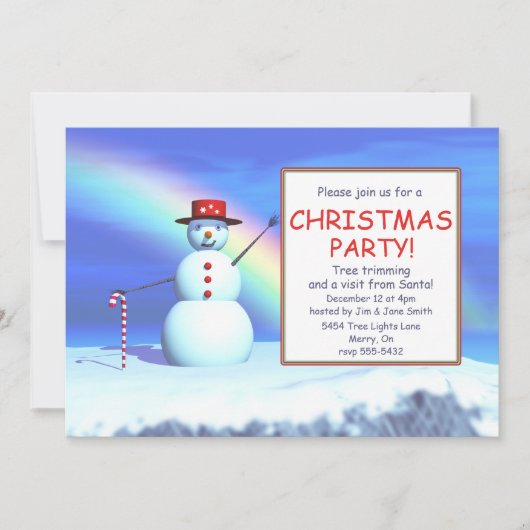 Invitation Fête de Noël des enfants Snowman (Devant)