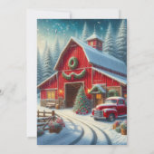 Invitation Fête de Noël des fermiers et camions rouges (Dos)