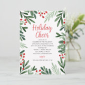 Invitation Fête de Noël des feuilles et de Holly Border (Debout devant)