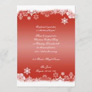 Invitation Fête de Noël des Flammes de neige rouges et blanch