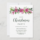 Invitation Fête de Noël des fleurs de la garlande rose (Devant)