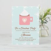 Invitation Fête de Noël des flocons de cacao chaud (Debout devant)