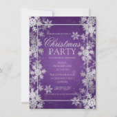 Invitation Fête de Noël des flocons de neige violet argenté (Devant)