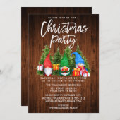 Invitation Fête de Noël des Gnomes d'aquarelle rustique (Devant / Derrière)