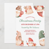 Invitation Fête de Noël des Gnomes Mignons (Devant / Derrière)