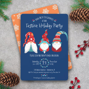 Invitation Fête de Noël des Gnomes Mignons Bleus