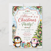 Invitation Fête de Noël des manchots (Devant)