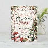 Invitation Fête de Noël des manchots (Debout devant)