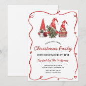 Invitation Fête de Noël des Nains Rouges Mignons (Devant / Derrière)
