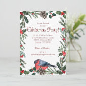 Invitation Fête de Noël des oiseaux rouges d'hiver (Debout devant)